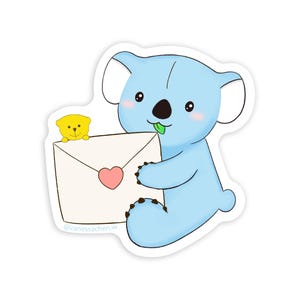 Cute Koala Letter Sticker, Koala and Bear Sticker, Cute mail sticker