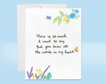 Express Your Heart's Words - Romantic Floral Handpainted Card