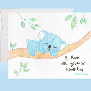 I love You're Koalities Cute Koala Card, Koala Love Card For Anniversary, Handpainted Design