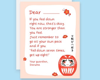Guardian Daruma, Personalized Card to Self