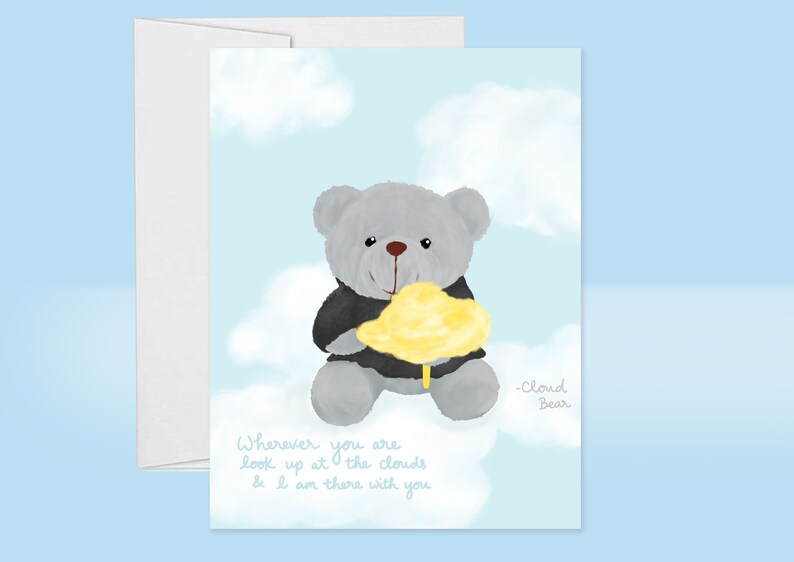 Missing you card, Long distance card, Sending Love Card, Cute Bear Card Encouragement Card image 1