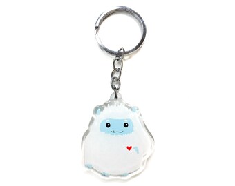 Yeti Acrylic Keychain, Double Sided Epoxy Charm, Kawaii Cute Yeti Lover Gift