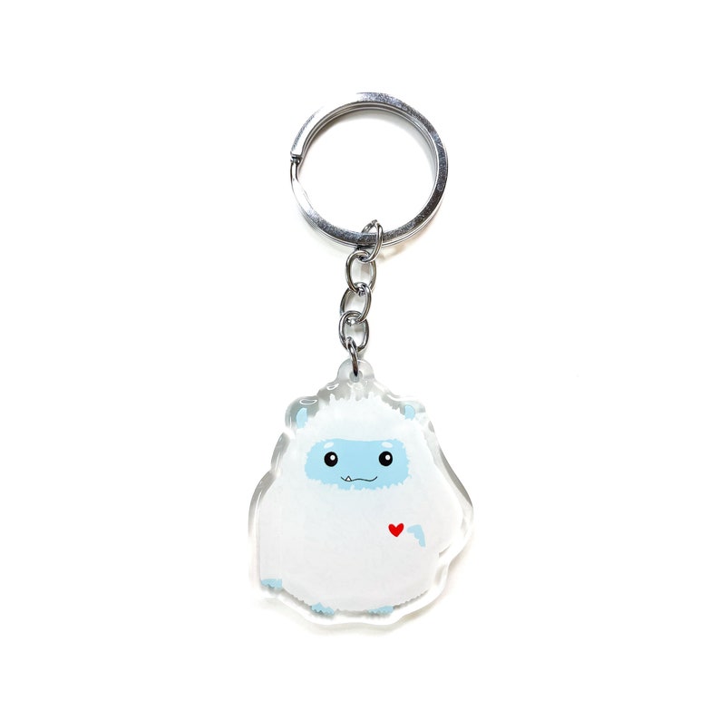 Yeti Acrylic Keychain, Double Sided Epoxy Charm, Kawaii Cute Yeti Lover Gift image 1