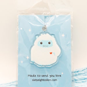 Yeti Acrylic Keychain, Double Sided Epoxy Charm, Kawaii Cute Yeti Lover Gift image 2