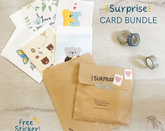 Paquete de tarjetas sorpresa, paquete misterioso, lindo regalo sorpresa, paquete de tarjetas y pegatinas
