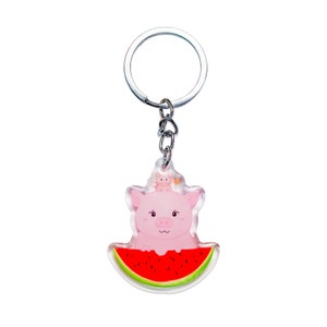 Piggy Acrylic Keychain, Double Sided Epoxy Charm, Kawaii Cute Pig Lover Gift