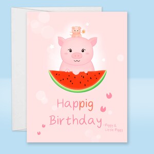 Schwein Geburtstagskarte Happig Geburtstag Piggy und Wassermelone Niedliche Karte für Schweineliebhaber Geschenk