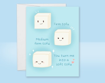 Tofu Grußkarte Lustige Tofu Food Pun Love Karte Süße Foodie Karte Kawaii Vegan Wortspiel Karte