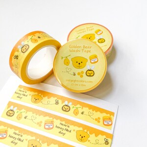 Kawaii Bear Washi Tape, Bear and Honey Bee for Scrapbooking and Journaling