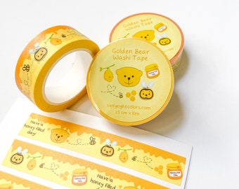 Cute Bear Washi Tape, Honey and Bee Washi Tape, Kawaii Stationery