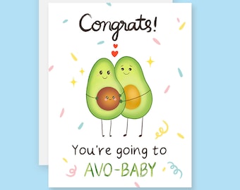 Congrats Baby Card, New Baby Card, Avocado Card, Baby Shower Card