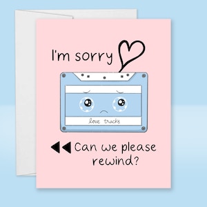 I'm Sorry Card, Apology Card, Cute Sorry Card, Cassette Tape Card image 1