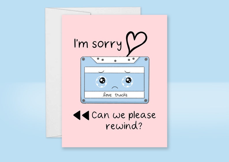 I'm Sorry Card, Apology Card, Cute Sorry Card, Cassette Tape Card image 1