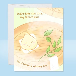 Carte d'anniversaire pour une journée au spa Carte de voeux pour un spa drôle Carte de détente pour un spa avec jeu de mots Carte de détente pour une journée au spa