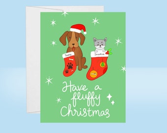 Dog Christmas Card, Puppy Themed Fluffy Christmas Card