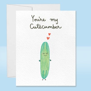 Eres mi tarjeta Cutecumber Tarjeta de juego de palabras de comida, Eres mi cutie, tarjeta de pepino