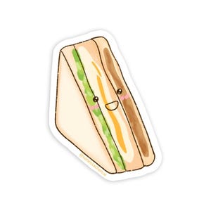 Cute Sandwich Sticker, Foodie Sticker, Kawaii Sandwich Decal, Cute Snack Sticker for Laptops, Water Bottles, and Journals