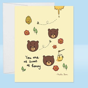 Brown Bear Honey Love Card For Boyfriend For Anniversary Kawaii Honeybee You Are As Sweet As Honey Greeting Card For Husband