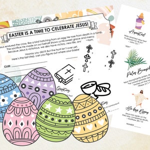 Easter Story Scavenger Hunt - Digital File, Journey to the Cross, Christian Kid Game, Holy Week, Sunday School, Bible Story, Coloring Pages