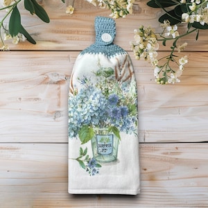 Spring Hanging Kitchen Towel With Crochet Top