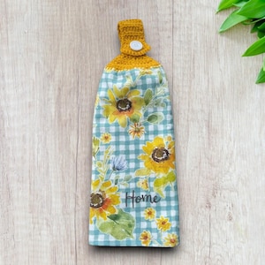 Crochet Kitchen Towels, Sunflower Hanging Towels, Dish Towel, Sunflower Towel