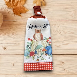 Fall Kitchen Towel, Hanging Dish Towel, Crochet Home Decor, Hand Towel