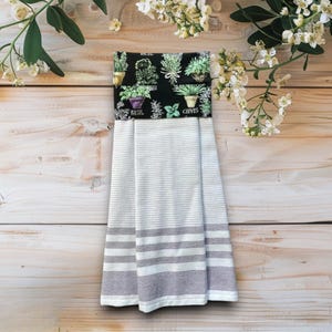 Kitchen Tea Towel, Hanging Cotton Hand Towels with Herb Print, Stove Handle Dish Towel, Decorative Kitchen, Housewarming Hostess Gift