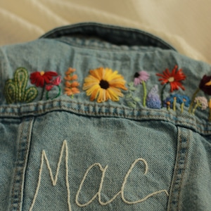 Custom Hand Embroidered Jean Jacket for Children, Toddlers and Babies - Perfect for Weddings, Baby Shower gifts, Summer or just because!