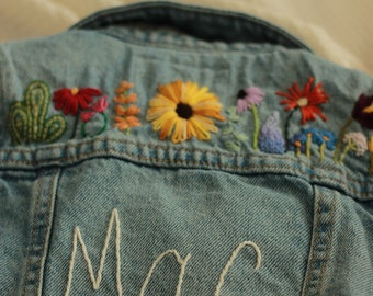 Custom Hand Embroidered Jean Jacket for Children, Toddlers and Babies - Perfect for Weddings, Baby Shower gifts, Summer or just because!