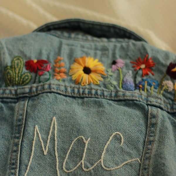 Custom Hand Embroidered Jean Jacket for Children, Toddlers and Babies - Perfect for Weddings, Baby Shower gifts, Summer or just because!