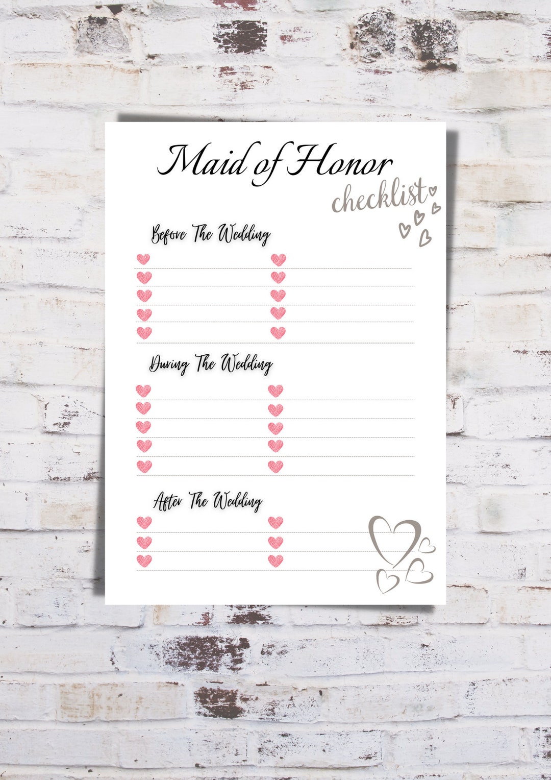 Checkliste für Trauzeugin zum Ausdrucken - Etsy.de