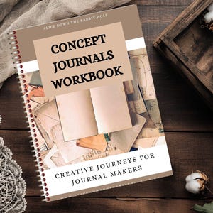 Arbetsbok med konceptdagböcker | Guide för kreativ journalskapare | Siddekoration och idéer för småsaker | Digital PDF-nedladdning | 8 teman