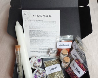 Moon Kit Full Moon Ritual Kit | Beginner Witch Kit Lunar Magic Beginner Kit Lunar Phases | Beginner kit with moon phases, witch, witch gift