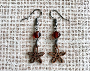 Wooden Flower Earrings