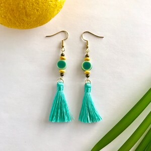 Retro Aqua Tassel Earrings