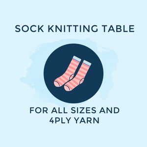 Sock knitting table for all sizes and 4ply yarn