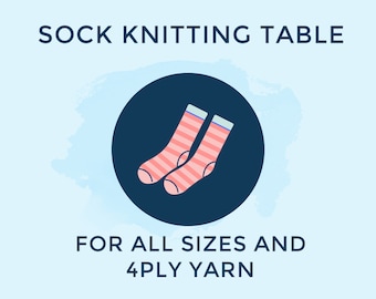 Sock knitting table for all sizes and 4ply yarn
