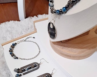 Jade blue jewelry set