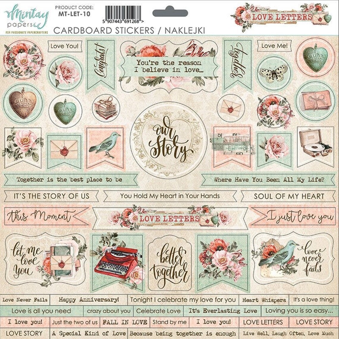 Cardboard Stickers Mintay Love Letters 12 X 12 In Etsy