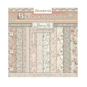 Blocco di carta per scrapbooking 12x12 con selezione di sfondi You and Me di Stamperia