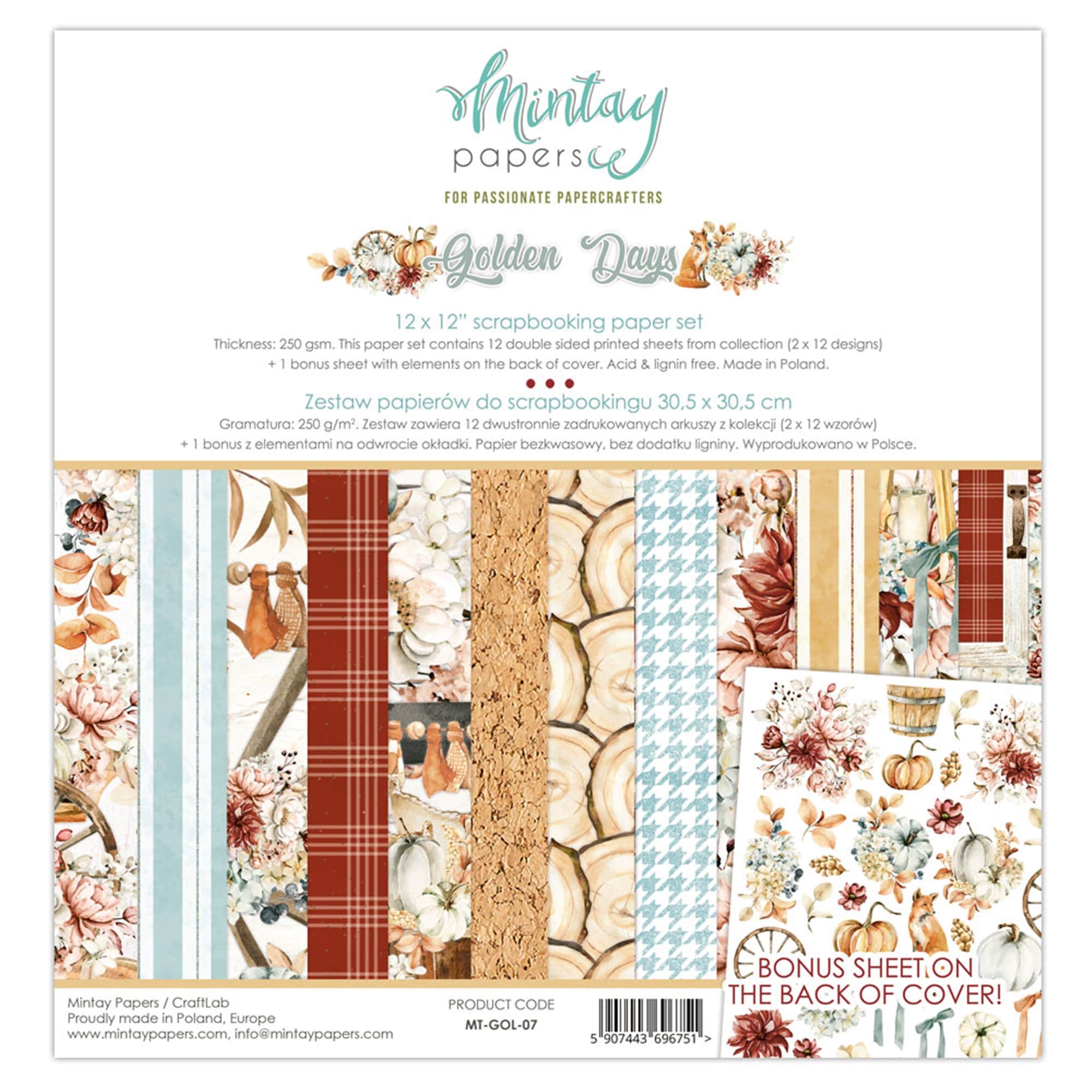 Mintay Scrapbook Paper Pad 12x12  Golden Days