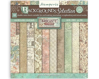 Stamperia Brocante Antiques BackGrounds Scrapbook paper pad 8x8