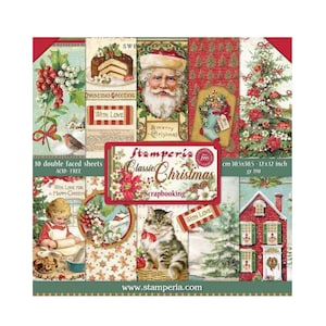 Bloc de papel para álbumes de recortes Stamperia Classic Christmas de 12 x 12 pulgadas