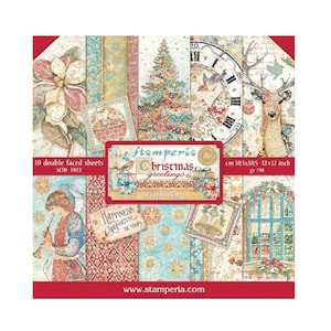 Stamperia Christmas greetings 12x12 Scrapbook Paper pad