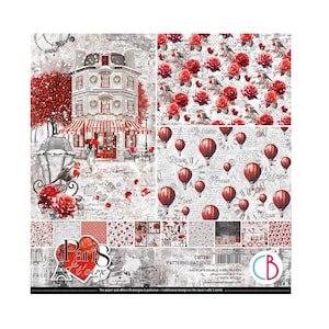 Ciao Bella Paris Je T'aime 12x12 Scrapbook Paper Pad – 8 Double-Sided Sheets – Romantic Parisian Theme for Cardmaking