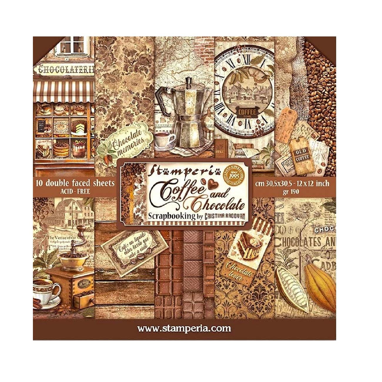 Stamperia Coffee and Chocolate 12x12 Scrapbook Paper pad