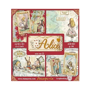 Stamperia Alice gold 12x12 Scrapbook Paper pad