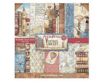 Stamperia Vintage Library Scrapbook paper pad 8x8