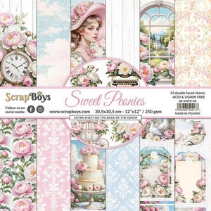 Scrapboys Scrapbook Paper Pad 12x12  Sweet Peonies