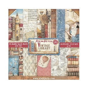 Stamperia Vintage Library 12x12 Scrapbook Paper pad